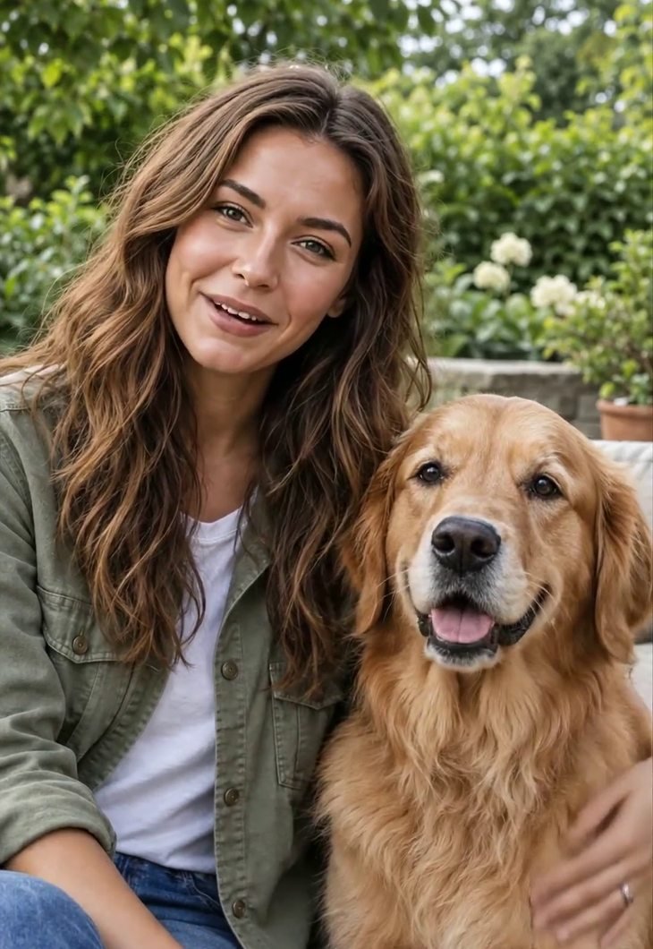 Tess and Biscuit, fictional AI presenter and golden retriever